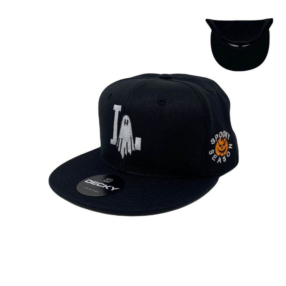 Los Angeles LA Ghost Halloween Snapback Hat All Black